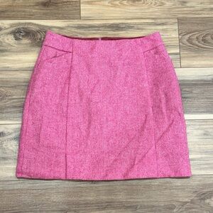 Boden British Tweed By MOON Pink Wool Herringbone Mini Skirt 8 Regular